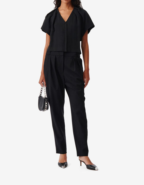 V-NECK PLEATED TOP